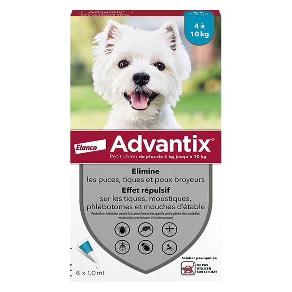 Chien Solution Antiparasitaire Petite Race 4 à 10kg 6 pipettes