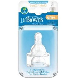 Tétine en silicone naturelle standard du Dr Brown +6mois N3 2 pièces