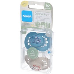 Original Pure Tétines en silicone à motif Bleu-écru 16 mois et +