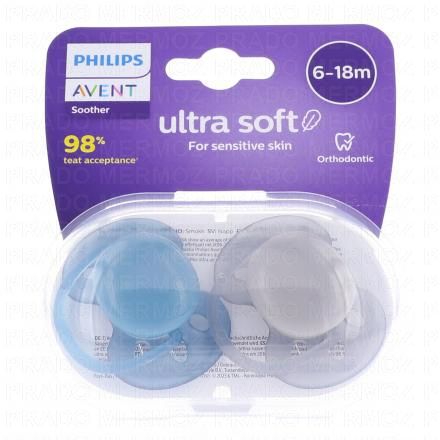 Ultra Soft - Sucette 6-18 mois bleu / gris