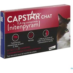 Capstar 11,4 mg Chat, Comprimé antiparasitaire externe pour chat, bt 6