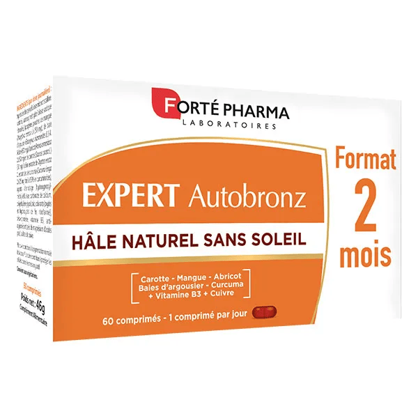 Expert Autobronz Hâle naturel Cuivre Vitamine B3 60 comprimés