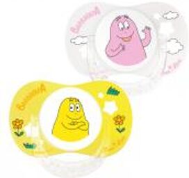 Luc et Léa 2 Sucettes Physiologiques 6-18 Mois Barbapapa Avec Anneau - Blister 2 sucettes