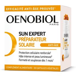 Oenobiol SUN Expert Préparateur Solaire Anti-Âge - Efficacité Anti-Âge prouvée - Protection cellulaire renforcée2 - Favorise un hâle intense et éclatant - Complément Alimentaire 30 capsules -