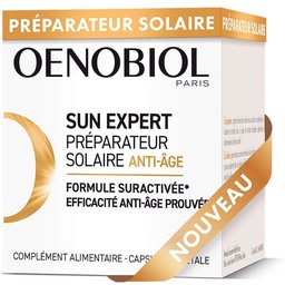 Oenobiol SUN Expert Préparateur Solaire Anti-Âge - Efficacité Anti-Âge prouvée - Protection cellulaire renforcée2 - Favorise un hâle intense et éclatant - Complément Alimentaire 30 capsules -