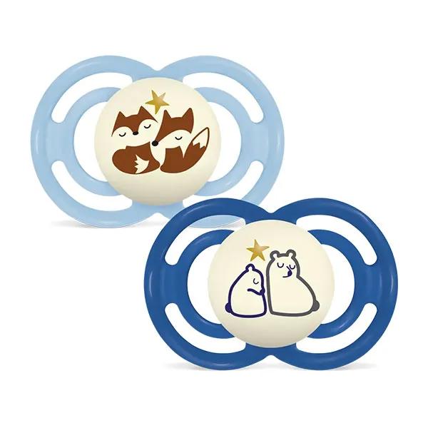 Sucettes perfect nuit 6+ mois Silicone Renard et Ours x2