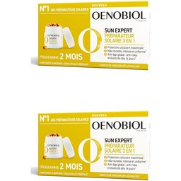 Oenobiol - SUN Expert Préparateur Solaire 3en1 - Complément alimentaire - NOUVEAU-Triple action- Protection cellulaire1 - Hâle intense2 - Anti-âge global3- Prouvé cliniquement - Lot 2 x 30 capsul