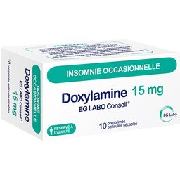 Doxylamine EG Labo Conseil 15 mg pour insomnie occasionnelle - Tube 10 comprimés