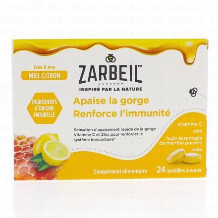 Apaise la gorge et Renforce l'immunité arôme Miel-Citron x24 Pastilles