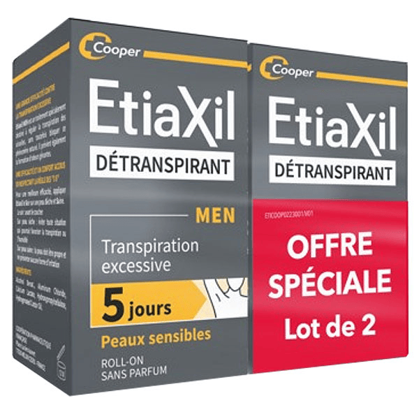 Déodorant Détranspirant Homme 5 jours lot de 2 x 15ml