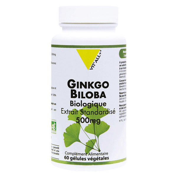 Ginkgo Biloba 500mg Bio 60 gélules végétales