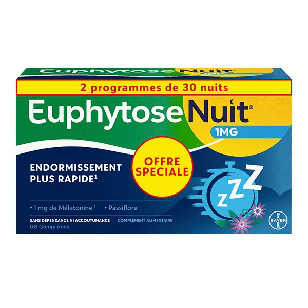 Nuit 1 MG de Mélatonine pour un endormissement rapide - 60 Comprimés