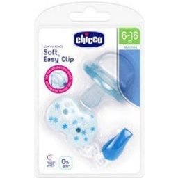 Sucette Pack Physio Soft Silicone 6-16m avec clip Easy Azu
