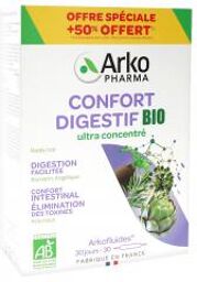 Arkofluides Confort Digestif Bio 20 Ampoules + 10 Ampoules Offertes - Boîte 30 ampoules de 10 ml