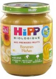 Mes Premiers Fruits Bananes Pêches dès 4/6 Mois Bio 125 g - Pot 125 g