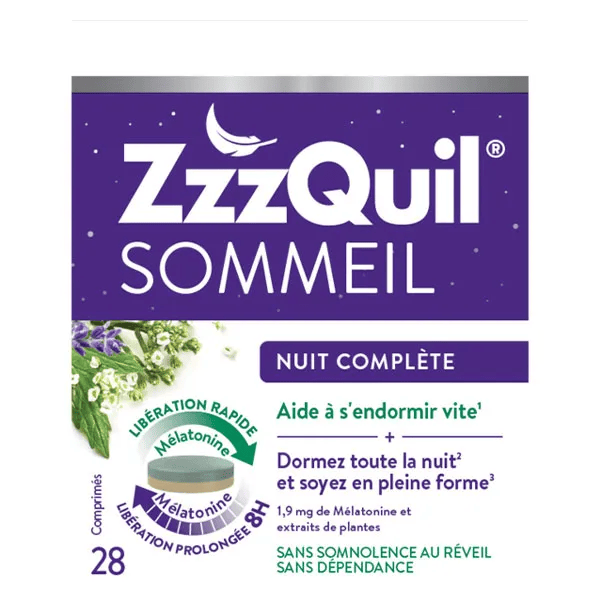 sommeil nuit complète mélatonine 1,9 mg 28 comprimés