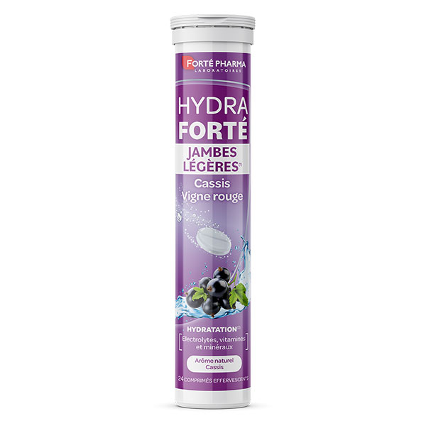 Forté Pharma HydraForté Jambes légères Electrolytes Vigne rouge 24 comprimés