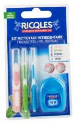 Ricqlès Kit de Nettoyage Interdentaire 3 Brossettes + 1 Fil Dentaire - Blister 3 brossettes + 1 fil dentaire