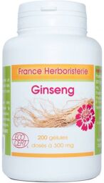 GELULES GINSENG rouge panax meyer 200 gélules dosées à 300 mg.