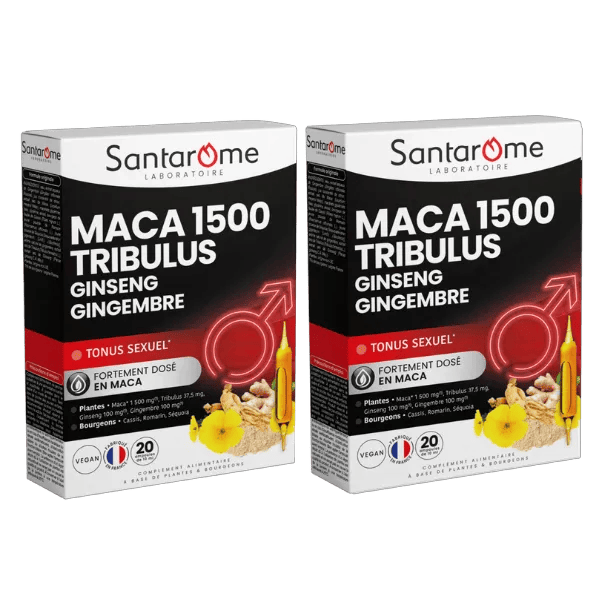 Maca 1500 Tribulus Ginseng Gingembre Tonus Sexuel 20 ampoules