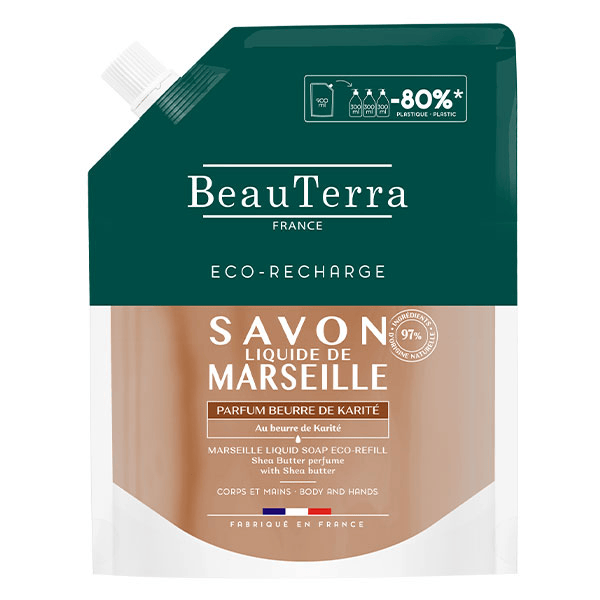 Savon liquide de Marseille Parfum Beurre de Karité  Eco-recharge 900ml