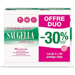 Cotton Touch - Protège-Slip Hypoallergénique & Doux - Tissu respirant et Fin pour Femmes - Propriétés Anti-Odeur - Peaux Sensibles - Pack de 40 X2