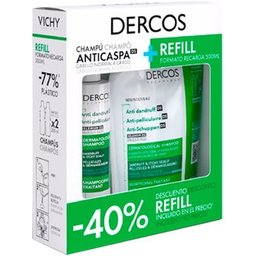 Dercos Champú Anticaspa Cabello Normal a Graso 390ml + Recarga 390ml
