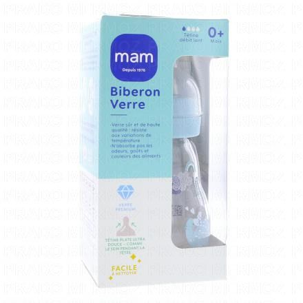 Biberon verre premium débit 1 +0mois 170ml