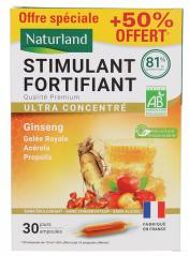 Stimulant Fortifiant Bio 20 Ampoules + 10 Ampoules Offertes - Boîte 20 + 10 ampoules de 10 ml