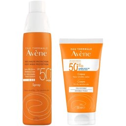 Pack Spray Solaire SPF50+ Peaux Sensibles 200ml + Crème Peaux Sèches SPF50+ 50ml