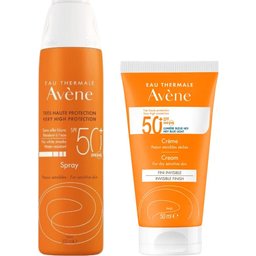 Pack Spray Solaire SPF50+ Peaux Sensibles 200ml + Crème Peaux Sèches SPF50+ 50ml