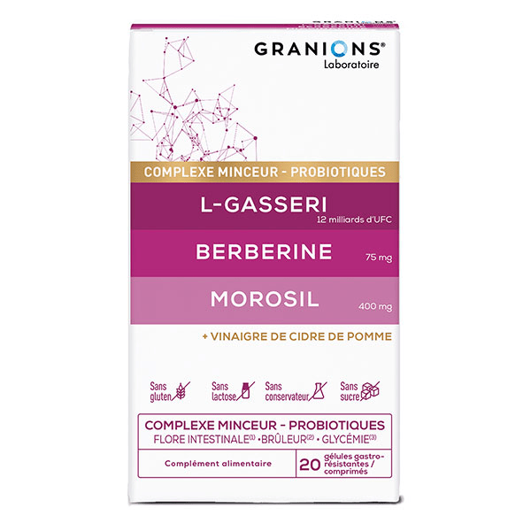 Granions Complexe Minceur Probiotiques - L-Gasseri - Morosil - Berberine - 20 gélules + 20 comprimés