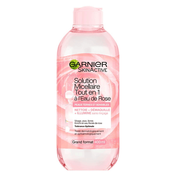 SkinActive Solution Micellaire Tout en 1 à l'Eau de Rose Peau Terne et Sensible 400ml