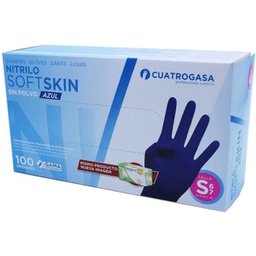 Gants Nitrile SoftSkin Sans Poudre Bleu S 100uts