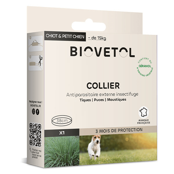 Collier Anti puce anti tique Petit Chien -15kg