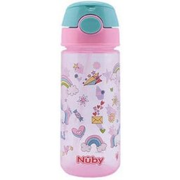 Nûby Taza Botón Push y Pajita Blanda +3 Años Rosa 540ml