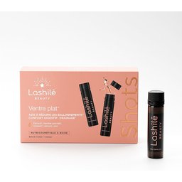 Lashilé Beauty - Shots Ventre plat -aide à réduire les ballonnements, confort digestif, drainage - Nutricosmétique à boire - Programme 14 Jours - Fenouil, menthe poivrée, romarin, calcium, zinc.