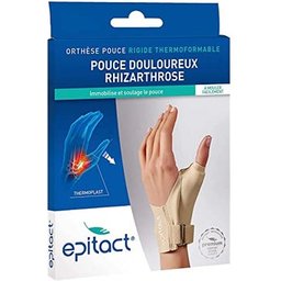 Orthèse Rigide de Nuit Thermoformable Pouce Douloureux Rhizartrose Main Droite Taille M