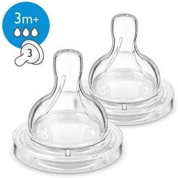 Avent Tétine 3 Trous Silicone Débit moyen 3 mois+