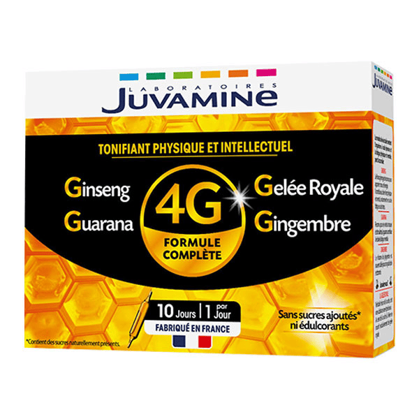 4G Formule Complète Ginseng Gelée Royale Guarana Gingembre 10 ampoules