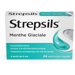 Strepsils Menthe Glaciale - Traitement Antiseptique du Mal de Gorge - À partir de 6 ans