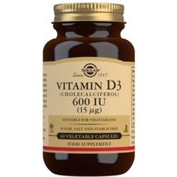 Vitamine D3 600 UI 15mg 60 Capsules de légumes