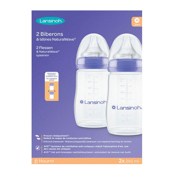 Momma Biberon avec Tétine NaturalWave Débit Moyen Lot de 2 x 240ml