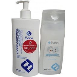 Lotion hydratante + pack de gel de bain en coton