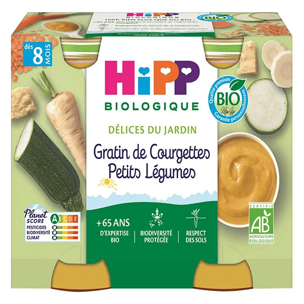 Bio Délices du Jardin Pot Gratin de Courgettes Petis Légumes +8m 2 x 190g