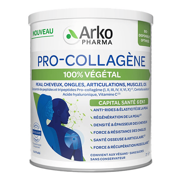 Pro-Collagène 100% Végétal Peau, Cheveux, Ongles, Articulations, Muscles - 1 pot
