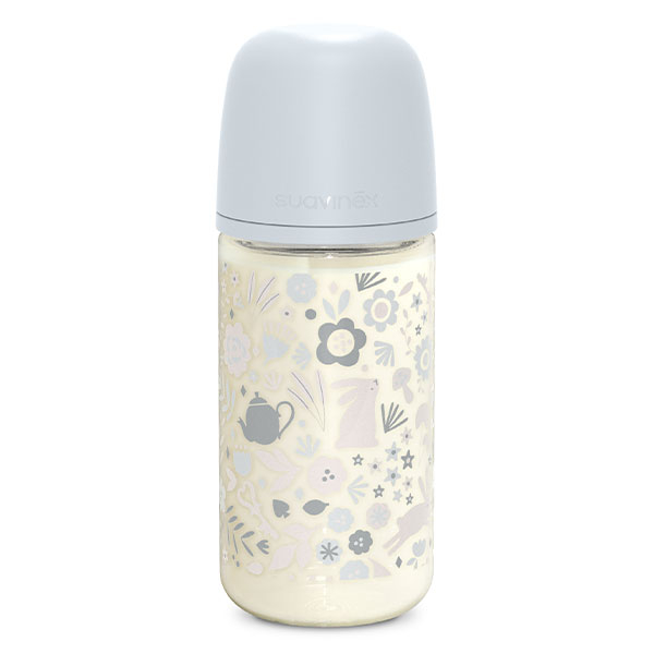 Suavinex, Wonderland, Biberon verre Tétine SXPro M - Wonderland Bleu - 240ml