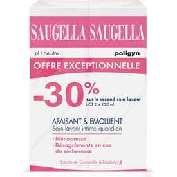 - Poligyn - Apaisant & Emollient Soin lavant intime - Femmes pendant et après la ménopause - Flacons Lot 2x250 ml