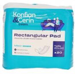 Konfian & Cerin Rectangular Pad Couche Droite Traversable 20 x 60 cm 20 Unités - Paquet 20 couches