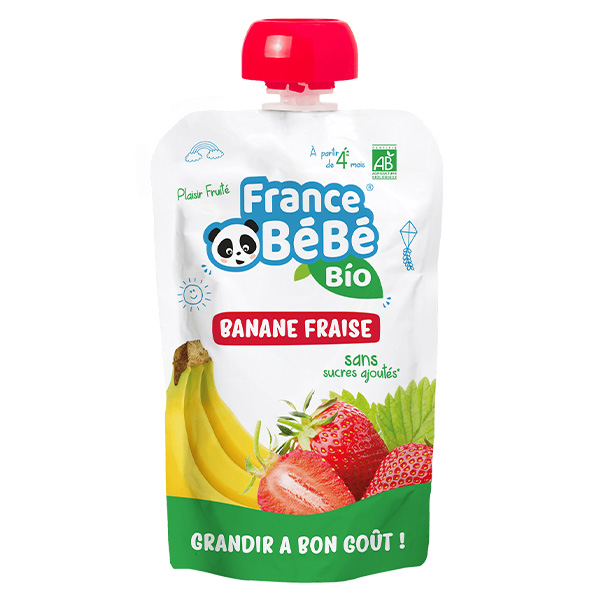 Gourde Banane Fraise +4m Bio 100g